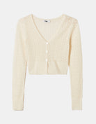 Fitted Cropped Cardigan Long Sleeves | Off White