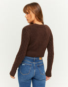 Cable Knit Cropped Cardigan | Brown