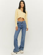 Cable Knit Cropped Cardigan | Mustard