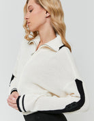 Zip?Up Cardigan with Embroidered Detail | Off White Black
