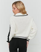 Zip?Up Cardigan with Embroidered Detail | Off White Black
