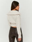 Cropped Zip Up Cardigan | Cream