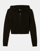 Zip Up Cardigan with Hood | Black