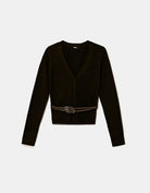 Cardigan with Double Belts | Brown