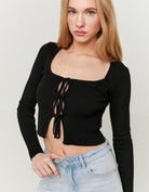 Cardigan Long Sleeves with Bows | Black