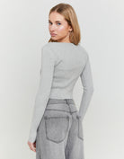 Cardigan Long Sleeves with Bows | Grey Heather