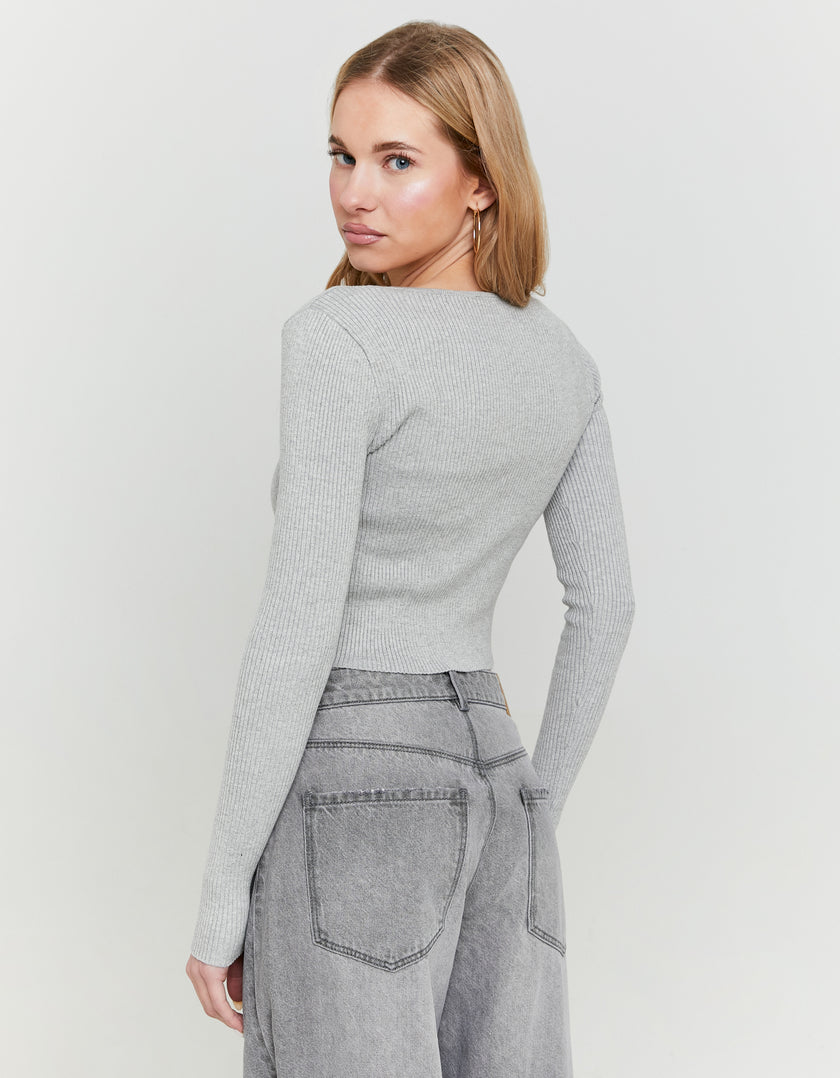 Cardigan Long Sleeves with Bows | Grey Heather
