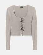 Cardigan Long Sleeves with Bows | Grey Heather