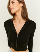 Knit Cardigan with Hood | Black