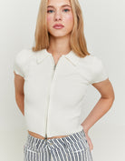 Knit Cardigan with Polo Collar | Off White