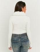Faux Fur V?Neck Cardigan | Off White