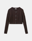 Buttoned Cable knit Cardigan | Brown