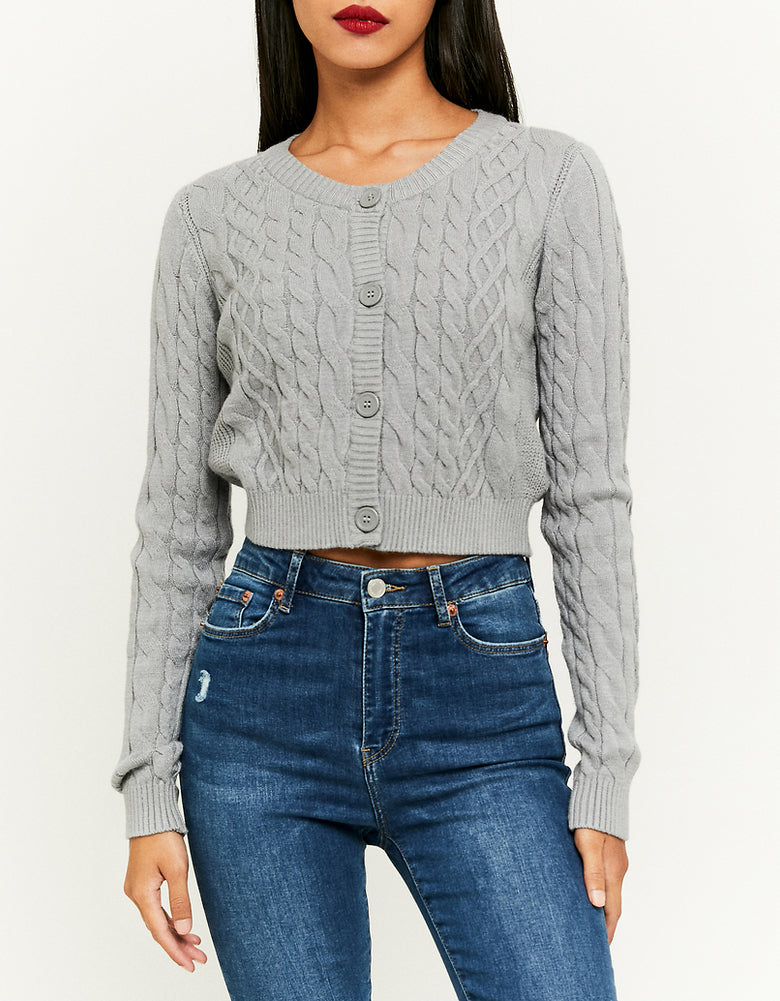 Buttoned Cable knit Cardigan | Grey Heather