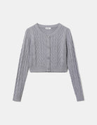 Buttoned Cable knit Cardigan | Grey Heather