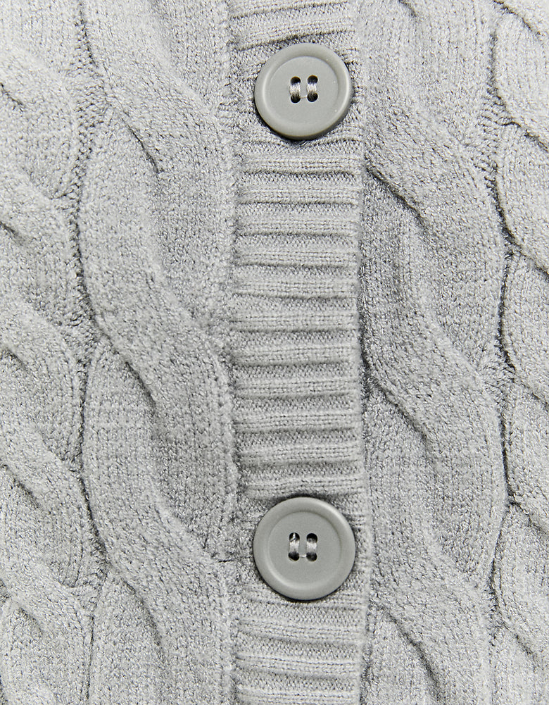 Buttoned Cable knit Cardigan | Grey Heather