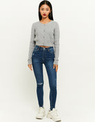Buttoned Cable knit Cardigan | Grey Heather