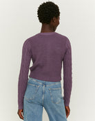 Buttoned Cable knit Cardigan | Purple