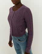 Buttoned Cable knit Cardigan | Purple