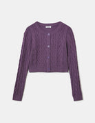 Buttoned Cable knit Cardigan | Purple