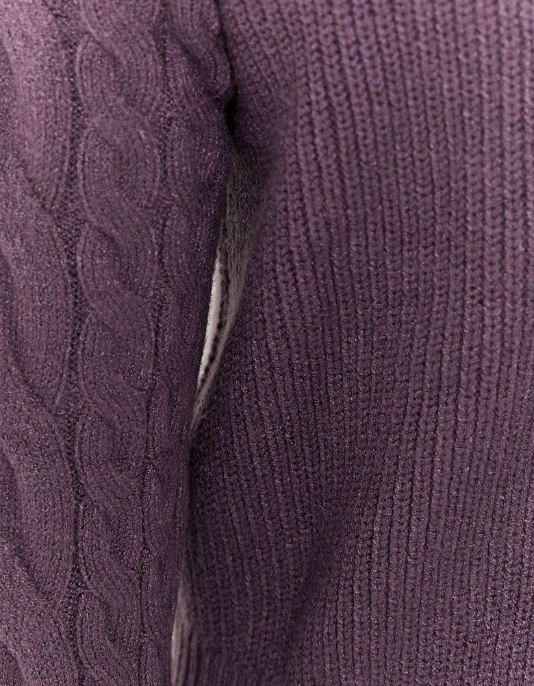 Buttoned Cable knit Cardigan | Purple