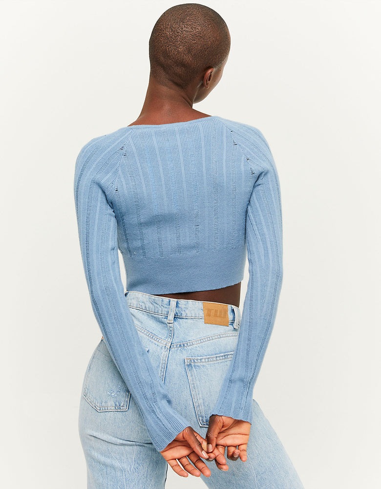 Fitted Cable Knit Cardigan | Blue
