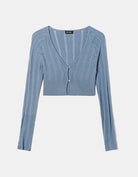 Fitted Cable Knit Cardigan | Blue