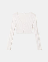 Fitted Cable Knit Cardigan | Off White