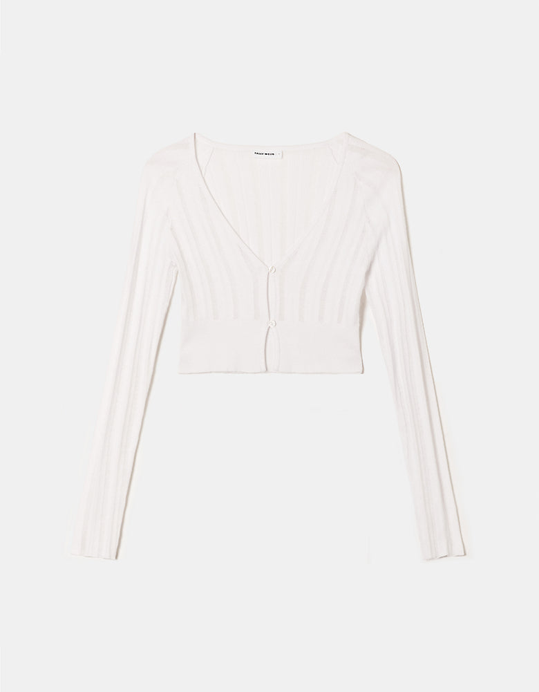 Fitted Cable Knit Cardigan | Off White