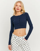 Crop Cardigan | Navy