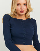 Crop Cardigan | Navy
