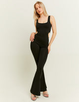 Black Jumpsuit with Cut Outs and Strass | Black
