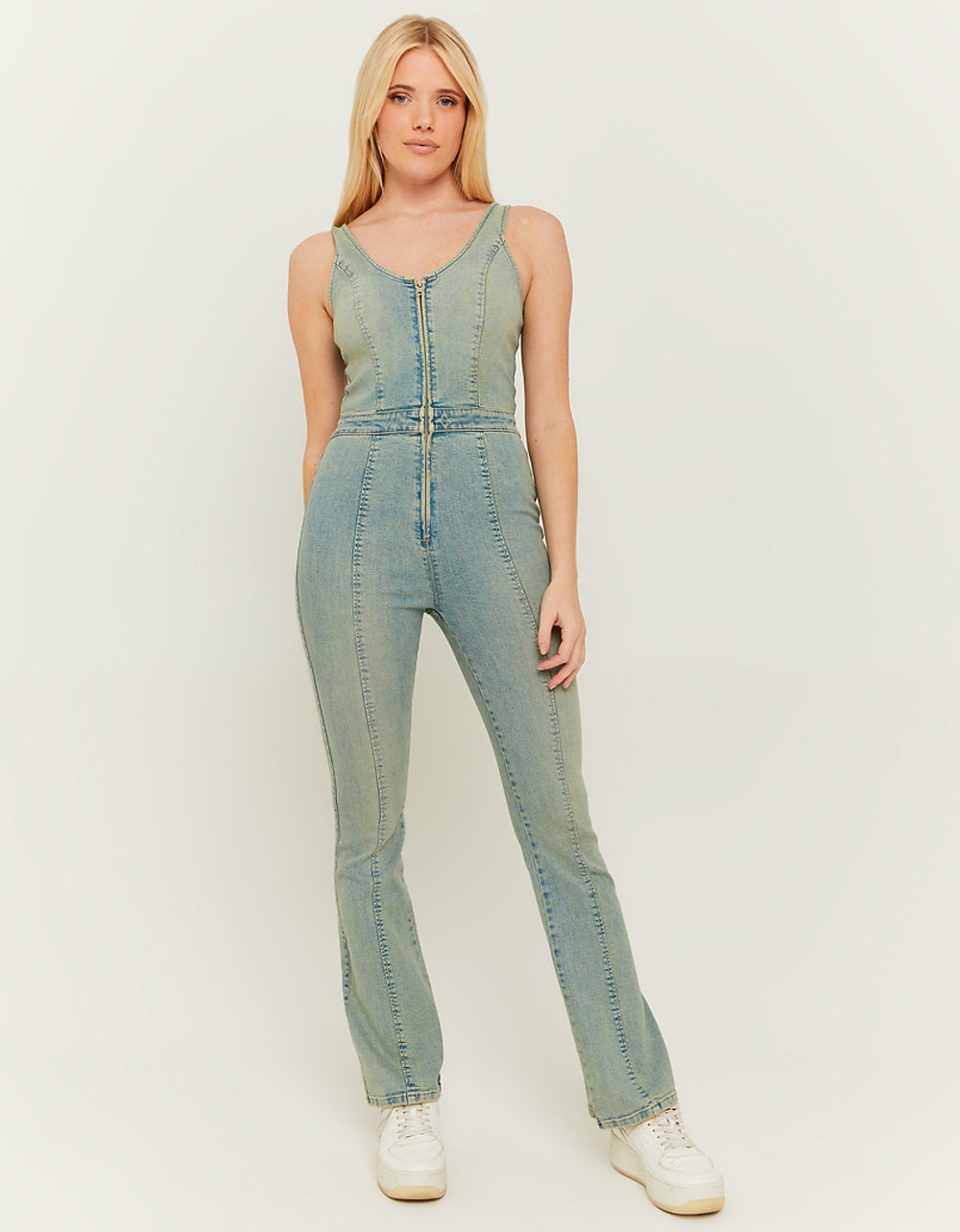 Stretch Denim Jumpsuit | Used Wash