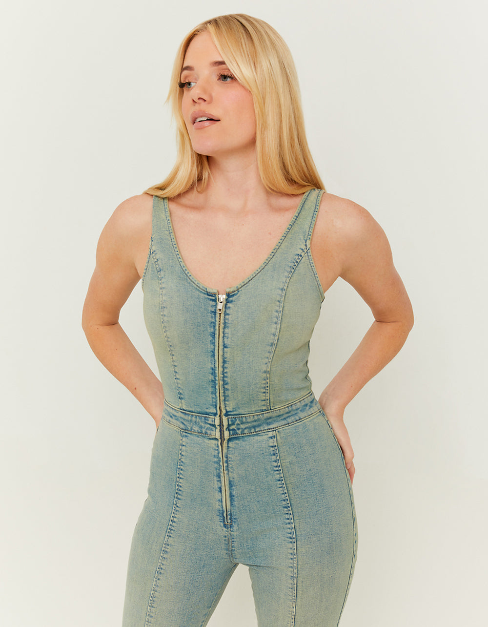 Stretch Denim Jumpsuit | Used Wash