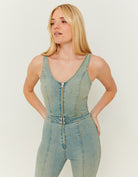 Stretch Denim Jumpsuit | Used Wash