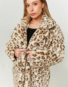 Leo Print Faux Fur Long Coat | Leo Print