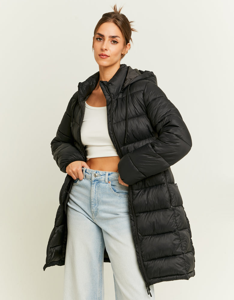 Long Light Padded Coat | Black
