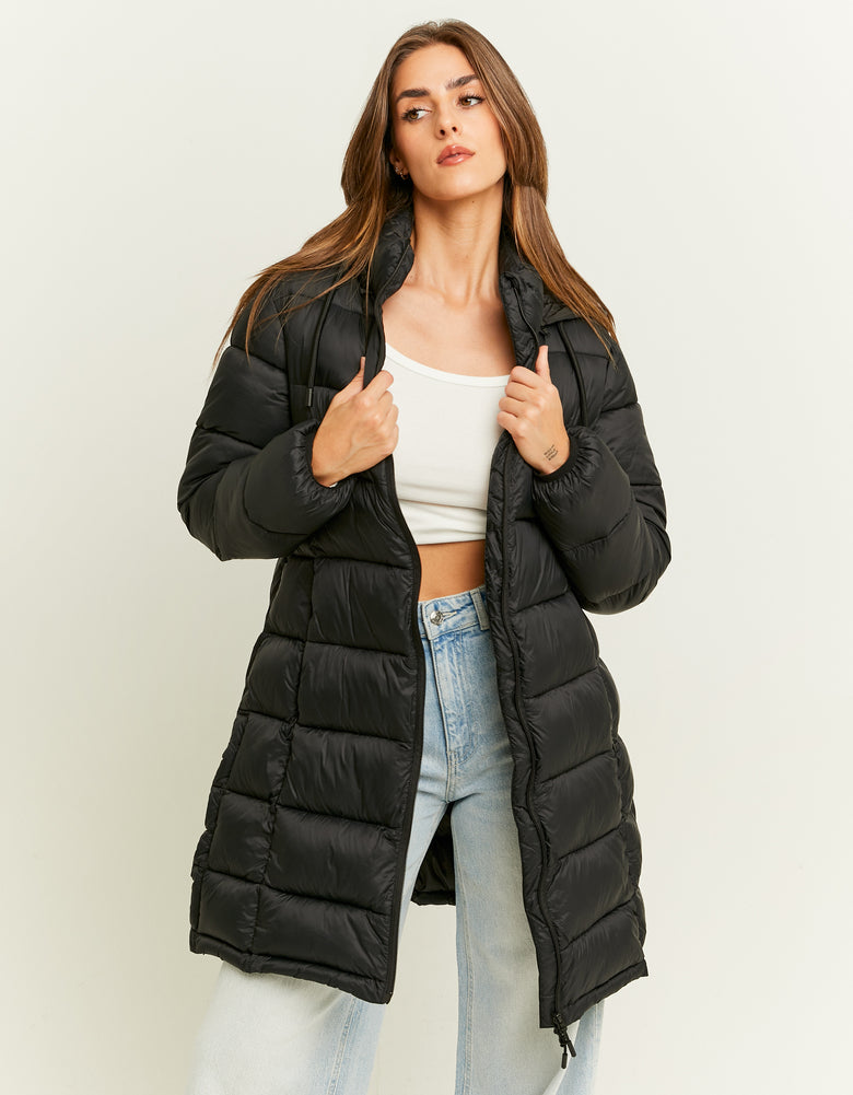 Long Light Padded Coat | Black