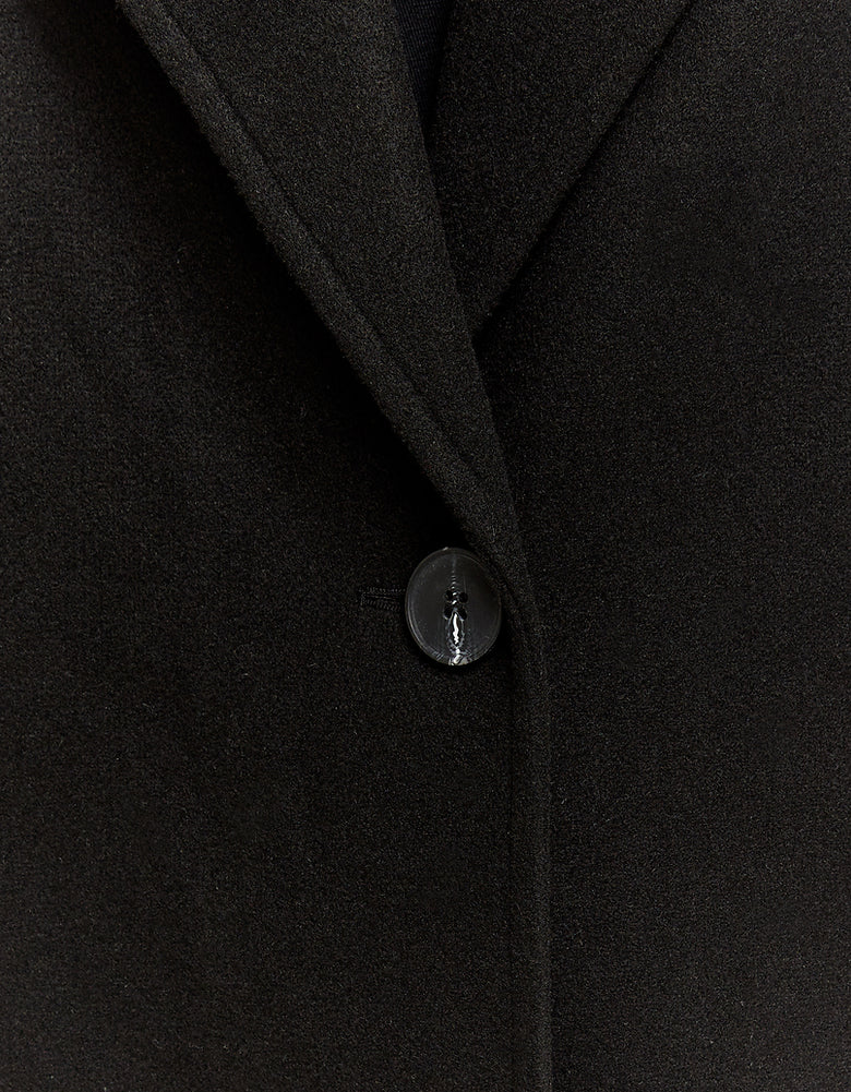 Faux Wool Basic Long Coat | Black