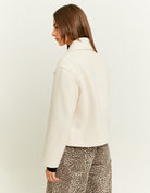 Cropped Fake Wool Coat | Beige