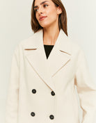 Cropped Fake Wool Coat | Beige