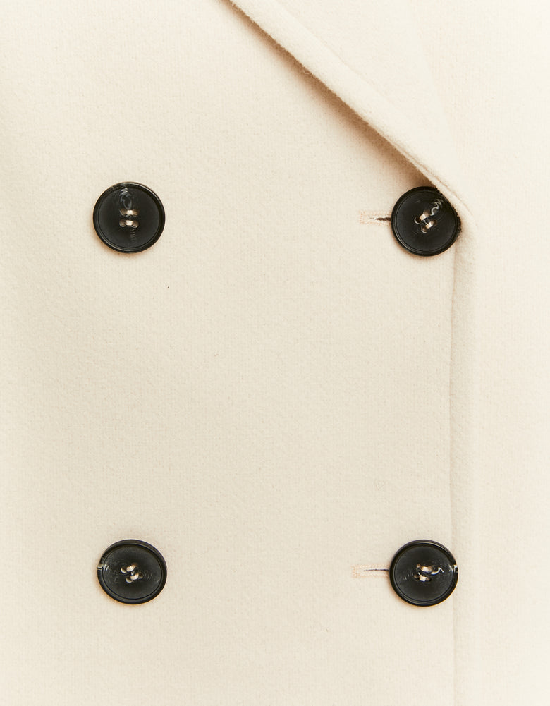 Cropped Fake Wool Coat | Beige