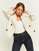 Cropped Fake Wool Coat | Beige
