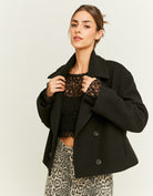 Cropped Fake Wool Coat | Black