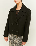 Cropped Fake Wool Coat | Black