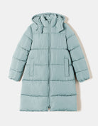 Long Padded Jacket with Hood | Blue
