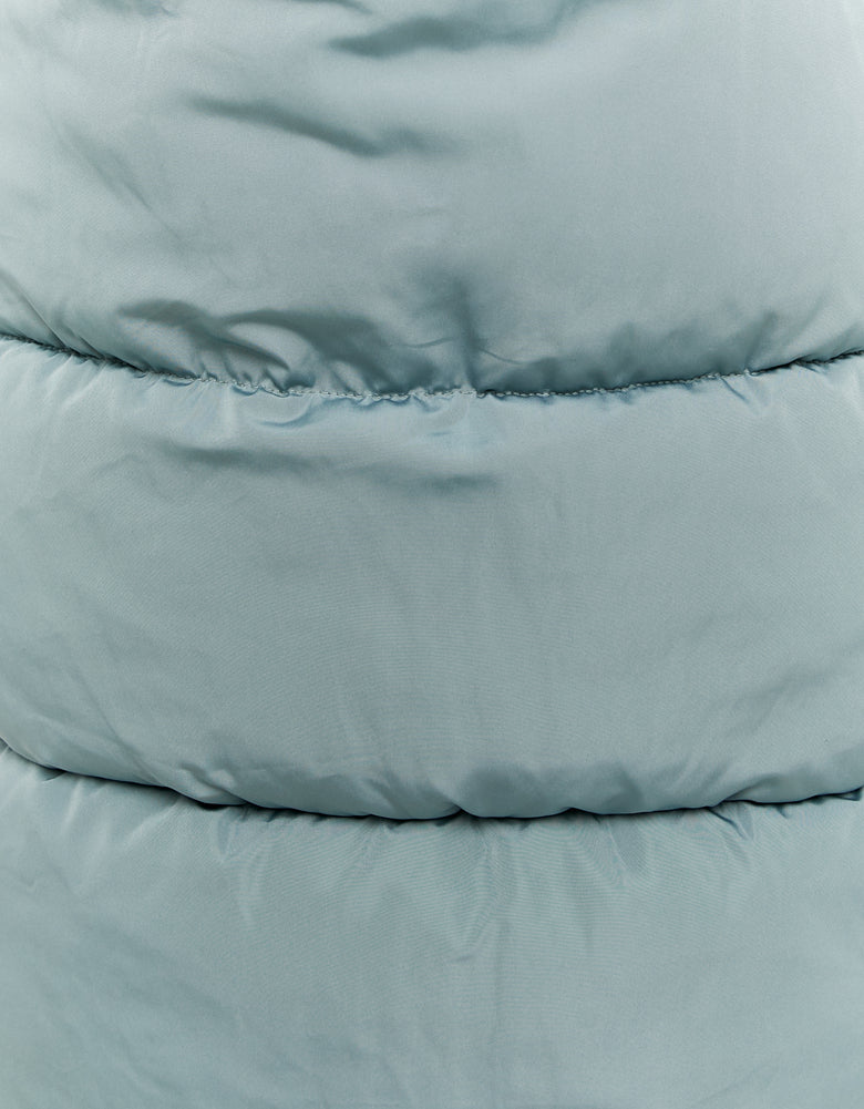 Long Padded Jacket with Hood | Blue