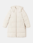Long Padded Jacket with Hood | Light Grey