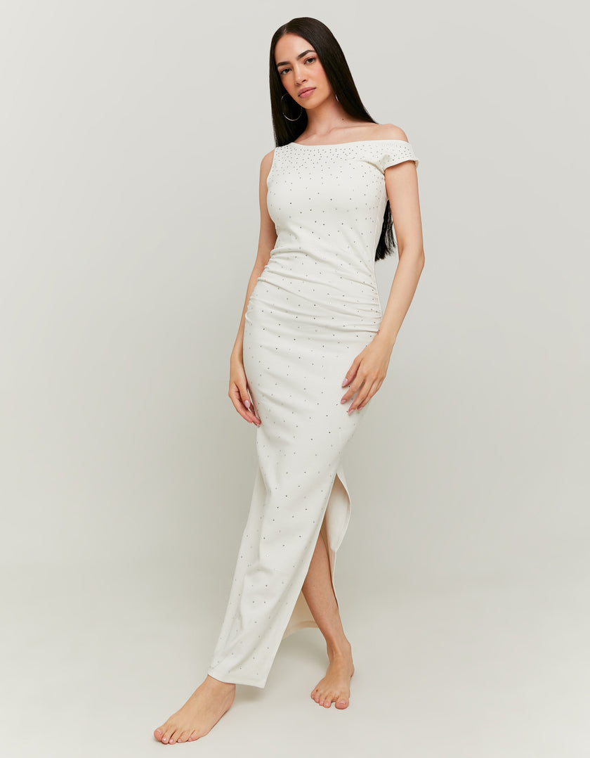 Long Dress with Strass | White