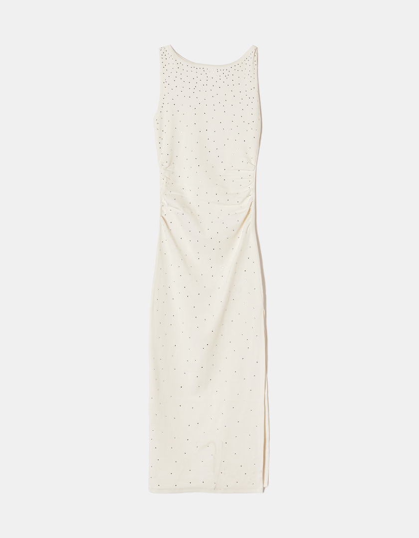 Long Dress with Strass | White