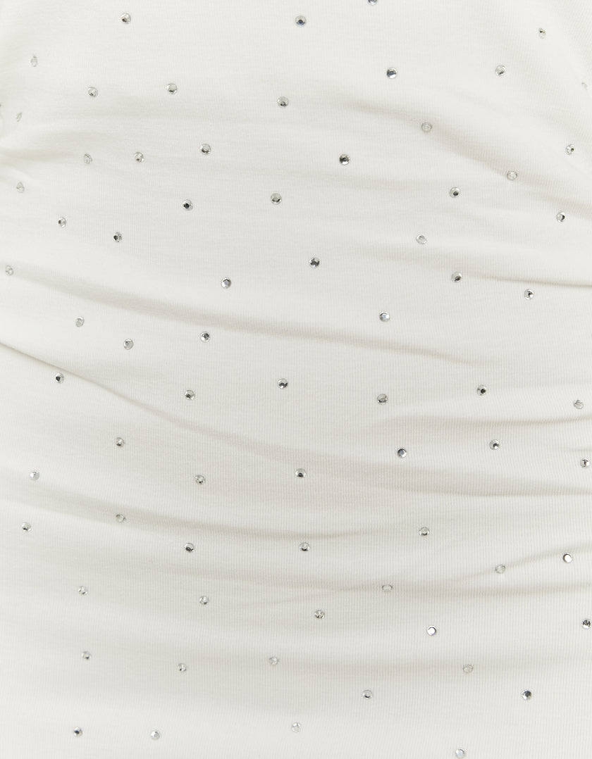 Long Dress with Strass | White